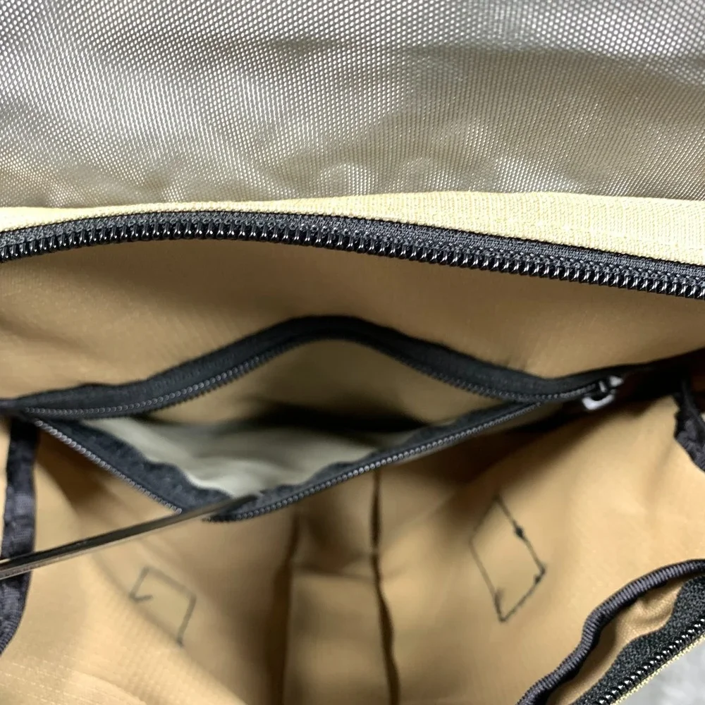 LL Bean Crossbody Messenger Bag Tan Black Satchel Travel Diaper Ripstop Nylon
